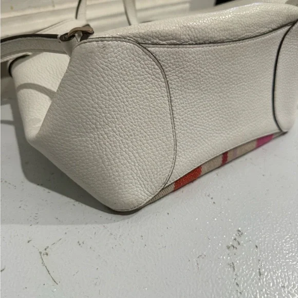 Kate Spade White Backpack with Pink/Red/Orange Stripes - Picture 7 of 8